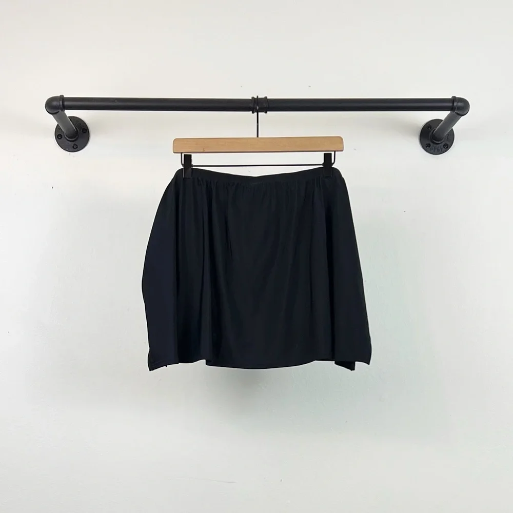 NWT Lane Bryant Cacique Black Pull On Swim Skort